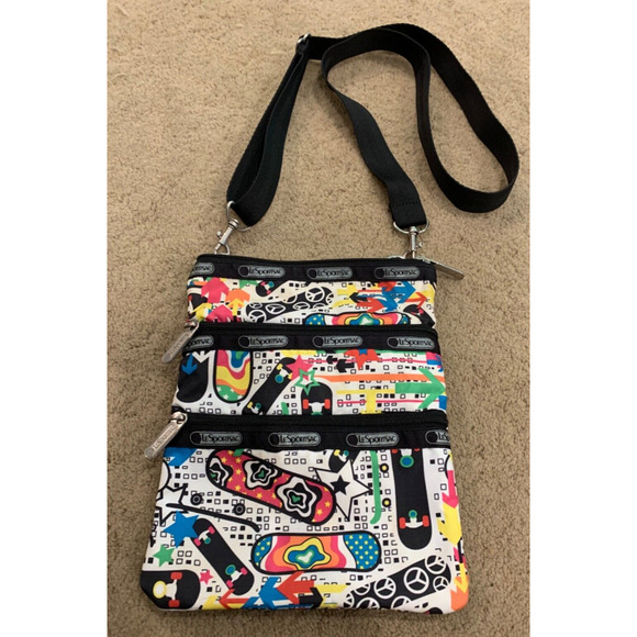 LeSportsac Triple Zip Small Skateboard Theme Crossbody Shoulder Bag NWOT - Picture 2 of 5